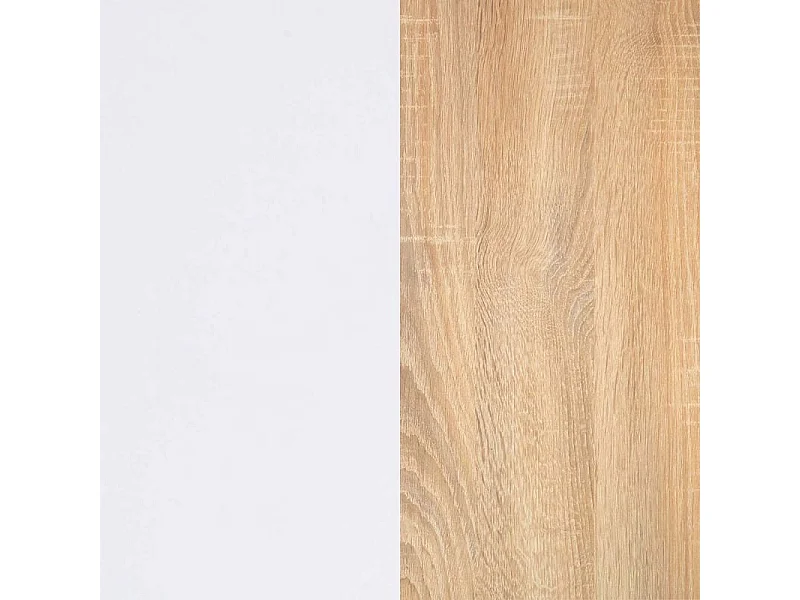 Mesa de comedor Naya en blanco artik y roble canadian 140X80 cm Blanco Artik (Blanco Mate) - Roble Canadian