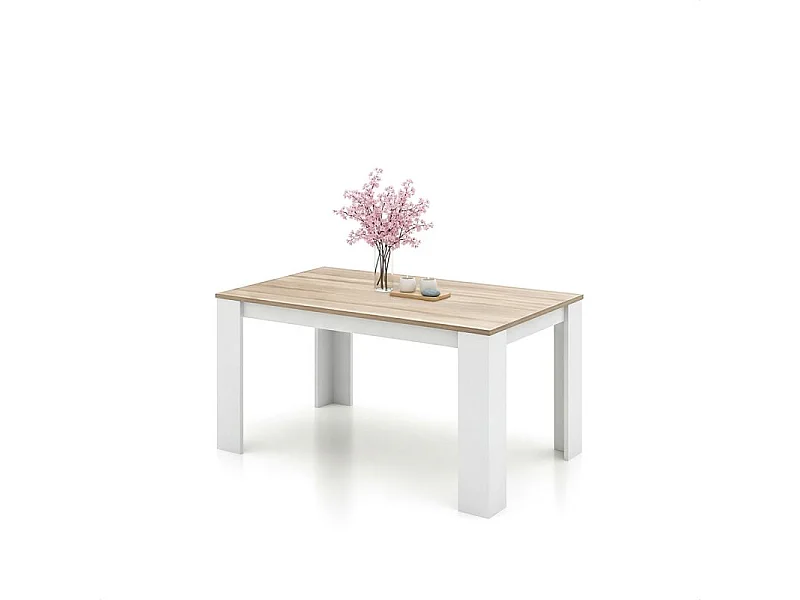 Mesa de jantar Naya em artik branco e carvalho canadiano 140X80 cm