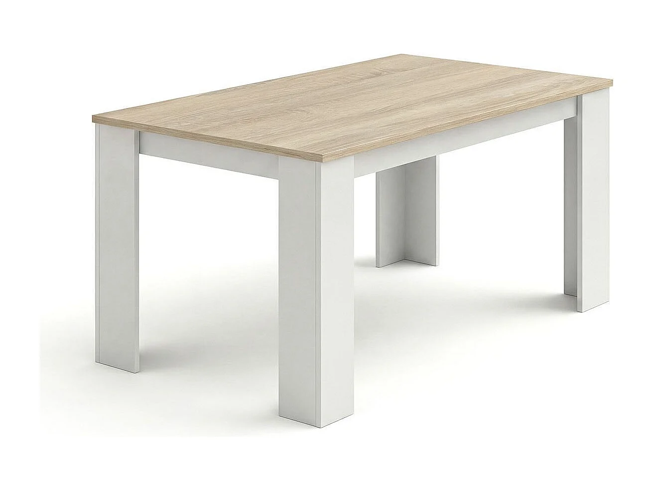 Mesa de jantar Naya em artik branco e carvalho canadiano 140X80 cm