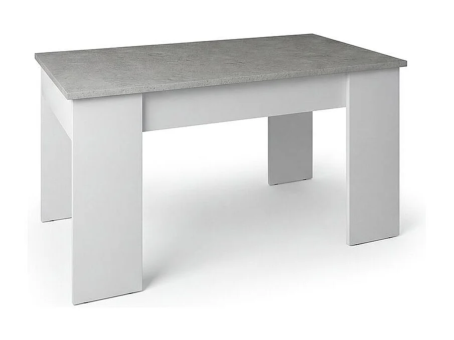 Mesa de centro elevable en blanco artik y gris cemento Norak Blanco Artik (Blanco Mate) - Gris Cemento