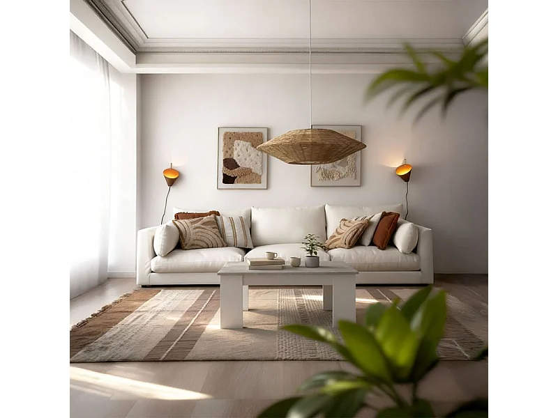 Mesa de centro elevable en blanco artik y gris cemento Norak Blanco Artik (Blanco Mate) - Gris Cemento