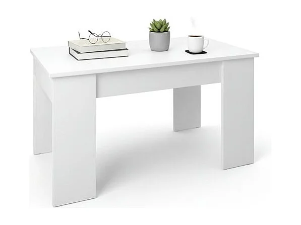Mesa de centro elevable con almacenaje en blanco artik 90x43-53 cm Norak Blanco Artik (Blanco Mate)