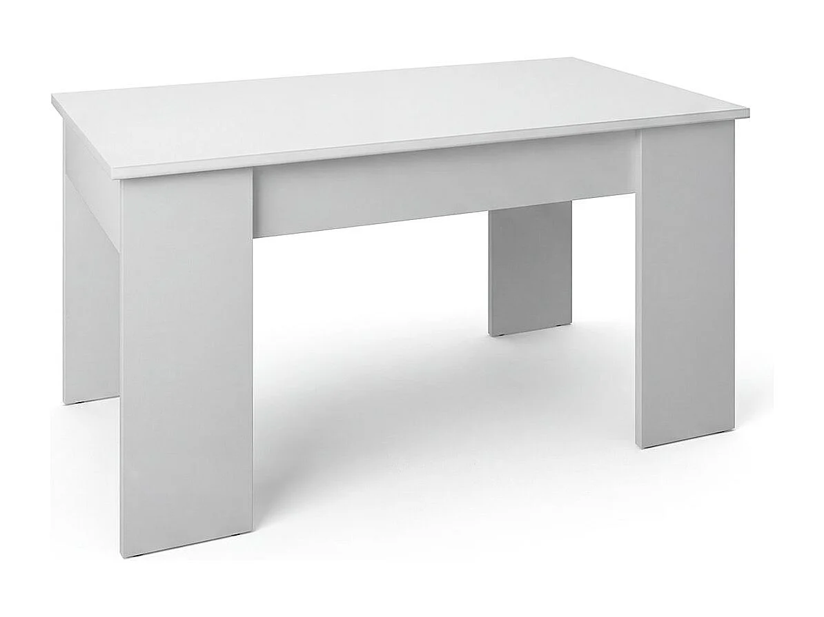 Mesa de centro elevable con almacenaje en blanco artik 90x43-53 cm Norak Blanco Artik (Blanco Mate)