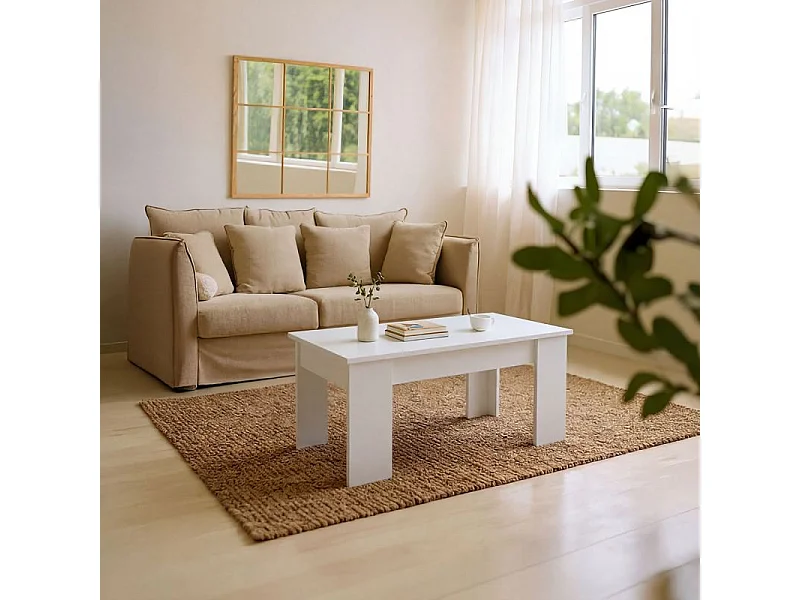 Mesa de centro elevable en blanco artik Norak Blanco Artik (Blanco Mate)