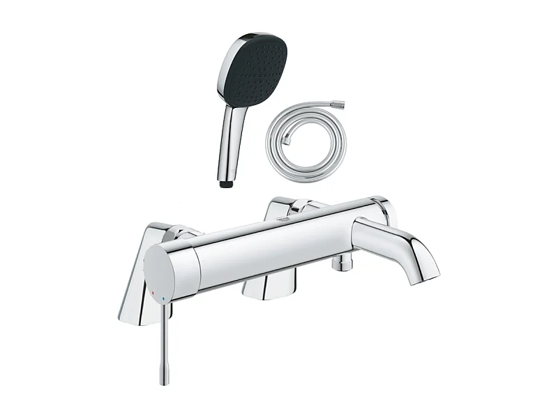 Pack mitigeur bain douche mécanique GROHE Essence + douchette carré  2 jets + flexible