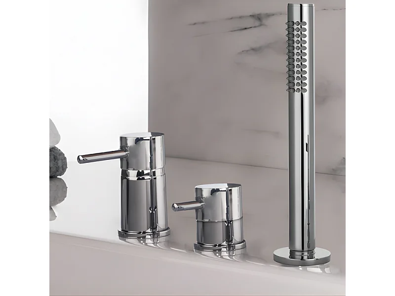 Mitigeur baignoire mécanique 3 trous PAINI Cox pour remplissage par le vidage avec douchette Chromé