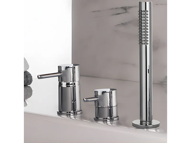 Mitigeur baignoire mécanique 3 trous PAINI Cox pour remplissage par le vidage avec douchette Chromé