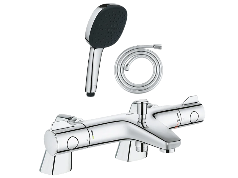 Pack mitigeur bain douche thermostatique GROHE Grohtherm 800 + douchette carré  2 jets + flexible