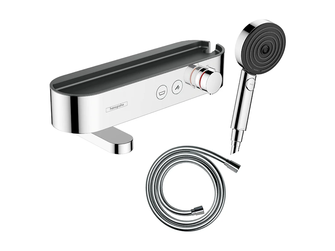 Pack mitigeur bain douche thermostatique HANSGROHE ShowerTablet Select + Flexible Isiflex + Pommeau de douche Pulsify Select 3 jets Chromé