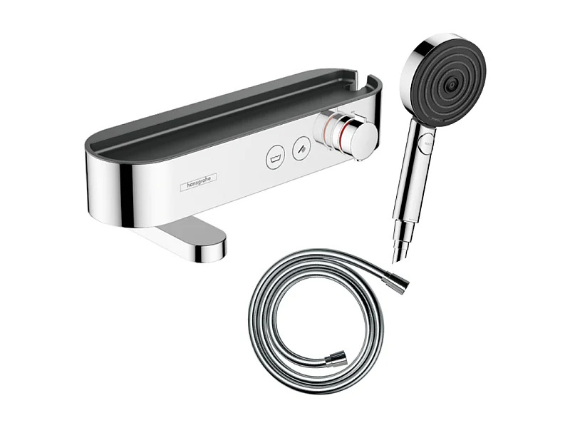 Pack mitigeur bain douche thermostatique HANSGROHE ShowerTablet Select + Flexible Isiflex + Pommeau de douche Pulsify Select 3 jets Chromé