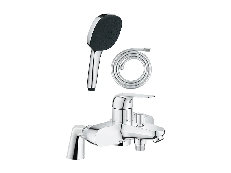 Pack mitigeur bain douche mécanique GROHE Swift + douchette carré  2 jets + flexible