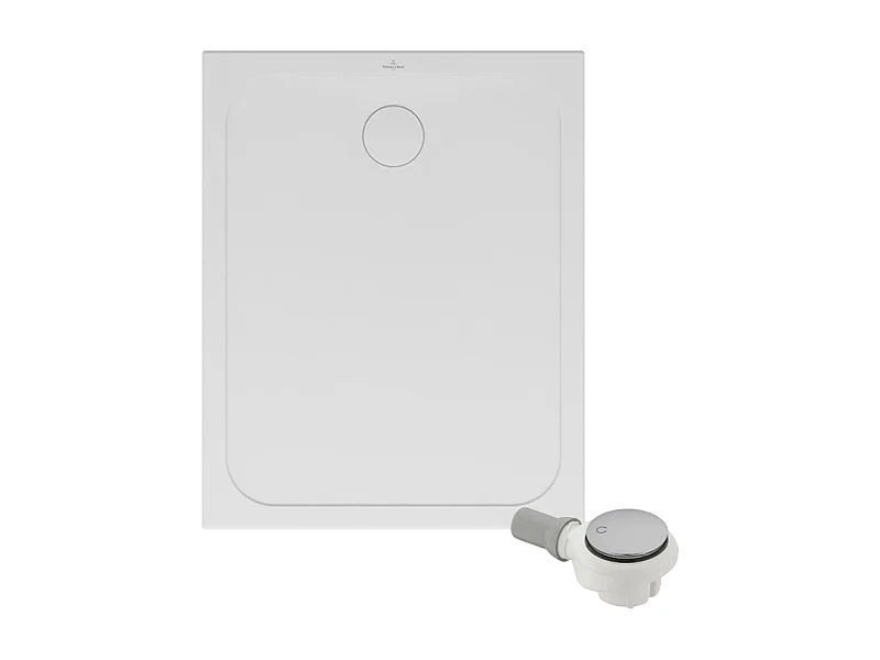 Receveur de douche antidérapant 100 x 80 VILLEROY ET BOCH Lifetime Plus Cerasoft céramique blanc + Bonde chromé brossé