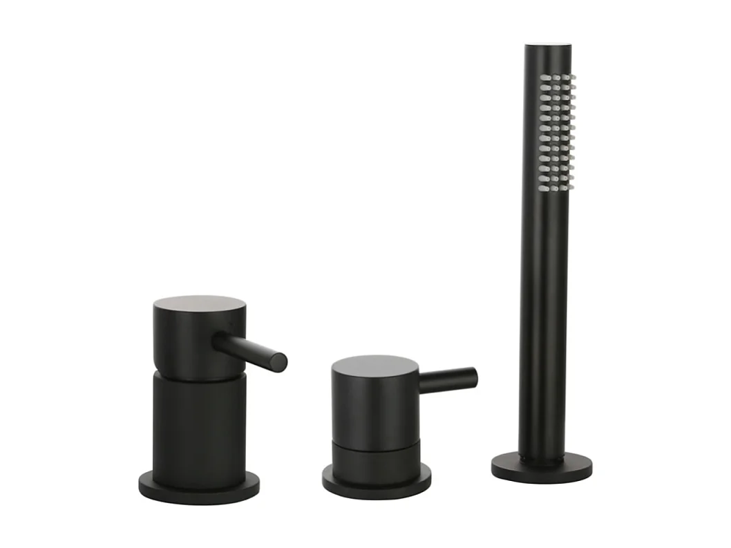 Mitigeur baignoire mécanique 3 trous PAINI Cox pour remplissage par le vidage avec douchette Noir mat