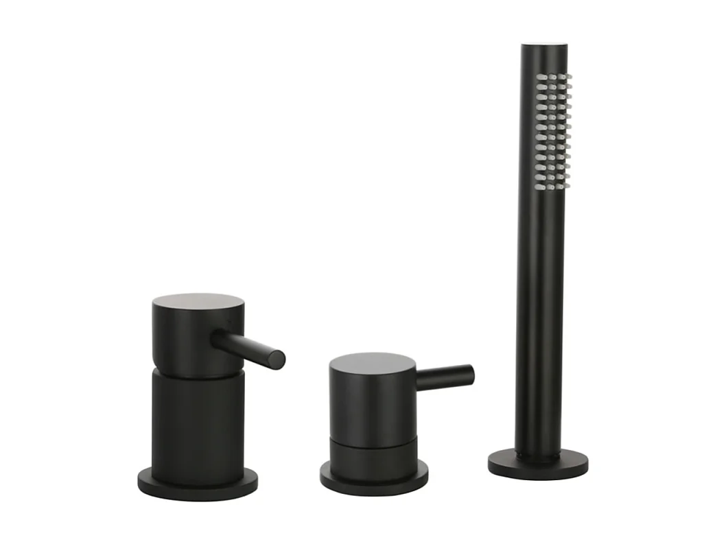 Mitigeur baignoire mécanique 3 trous PAINI Cox pour remplissage par le vidage avec douchette Noir mat