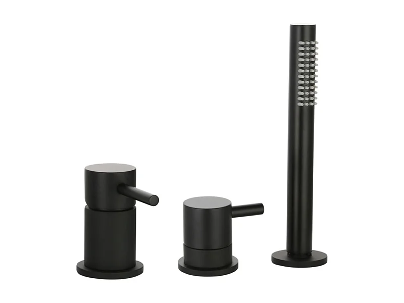 Mitigeur baignoire mécanique 3 trous PAINI Cox pour remplissage par le vidage avec douchette Noir mat