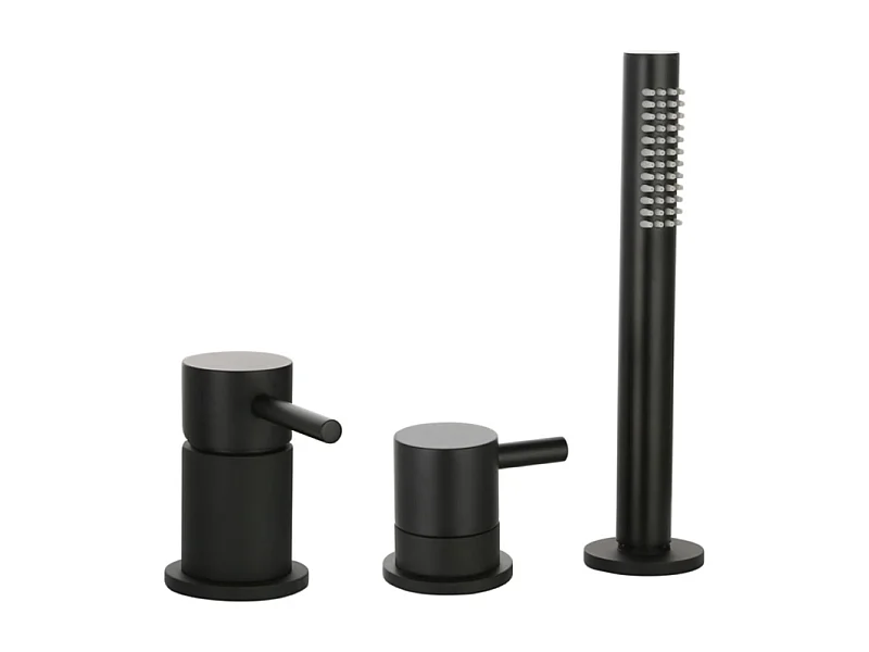 Mitigeur baignoire mécanique 3 trous PAINI Cox pour remplissage par le vidage avec douchette Noir mat