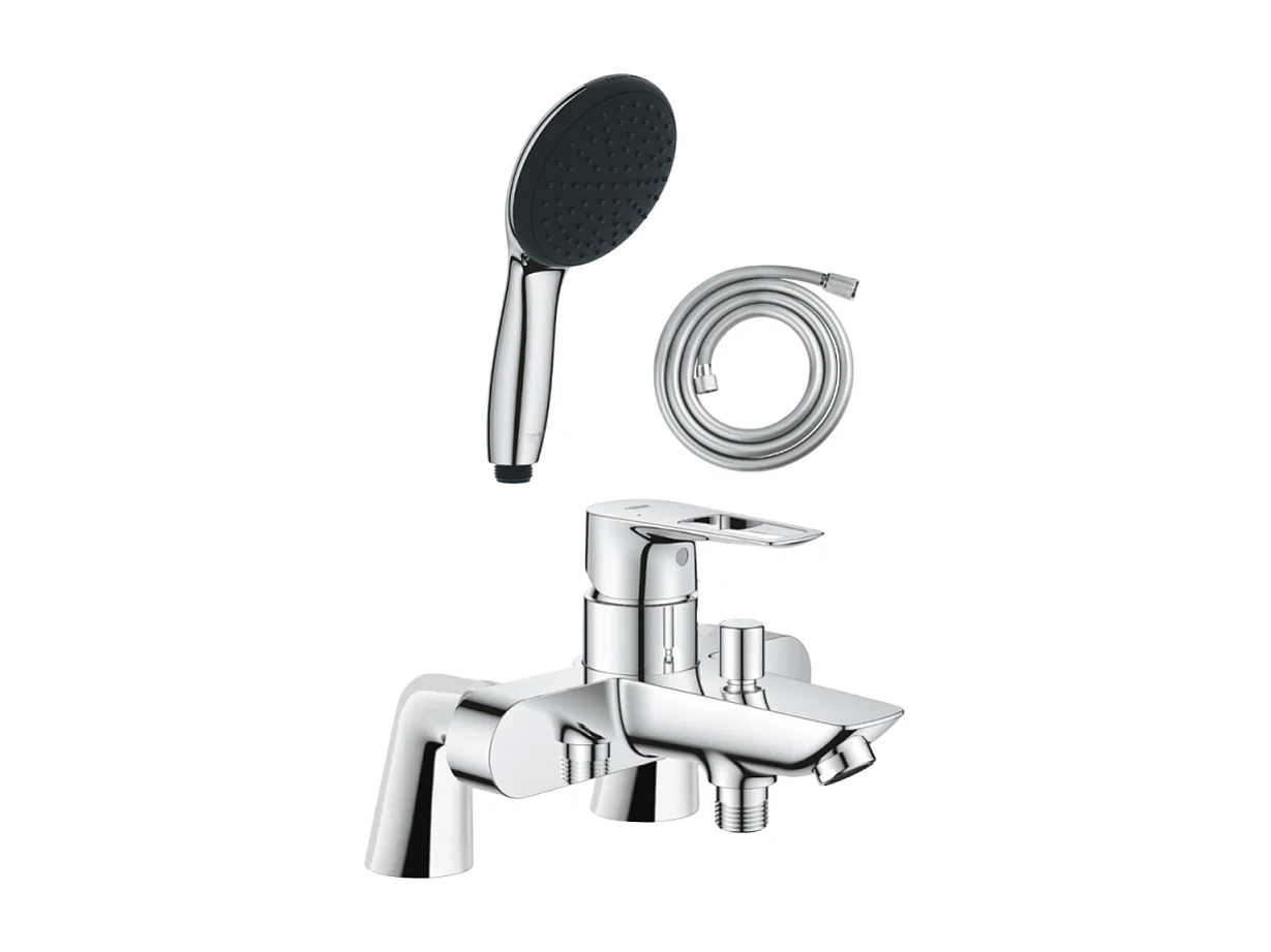Pack mitigeur bain douche mécanique GROHE Start Loop + douchette ronde  2 jets + flexible