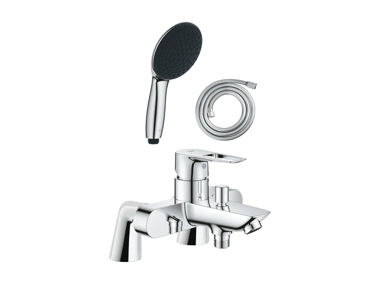 Pack mitigeur bain douche mécanique GROHE Start Loop + douchette ronde  2 jets + flexible