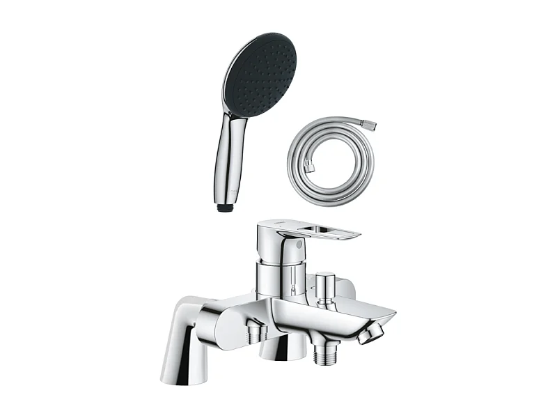 Pack mitigeur bain douche mécanique GROHE Start Loop + douchette ronde  2 jets + flexible