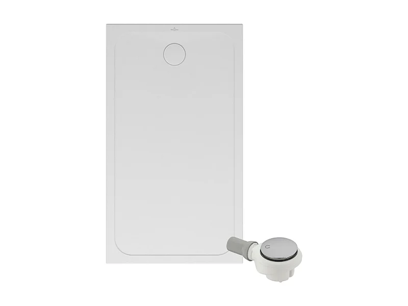 Receveur de douche antidérapant 120 x 90 VILLEROY ET BOCH Lifetime Plus céramique blanc + Bonde chromé brossé