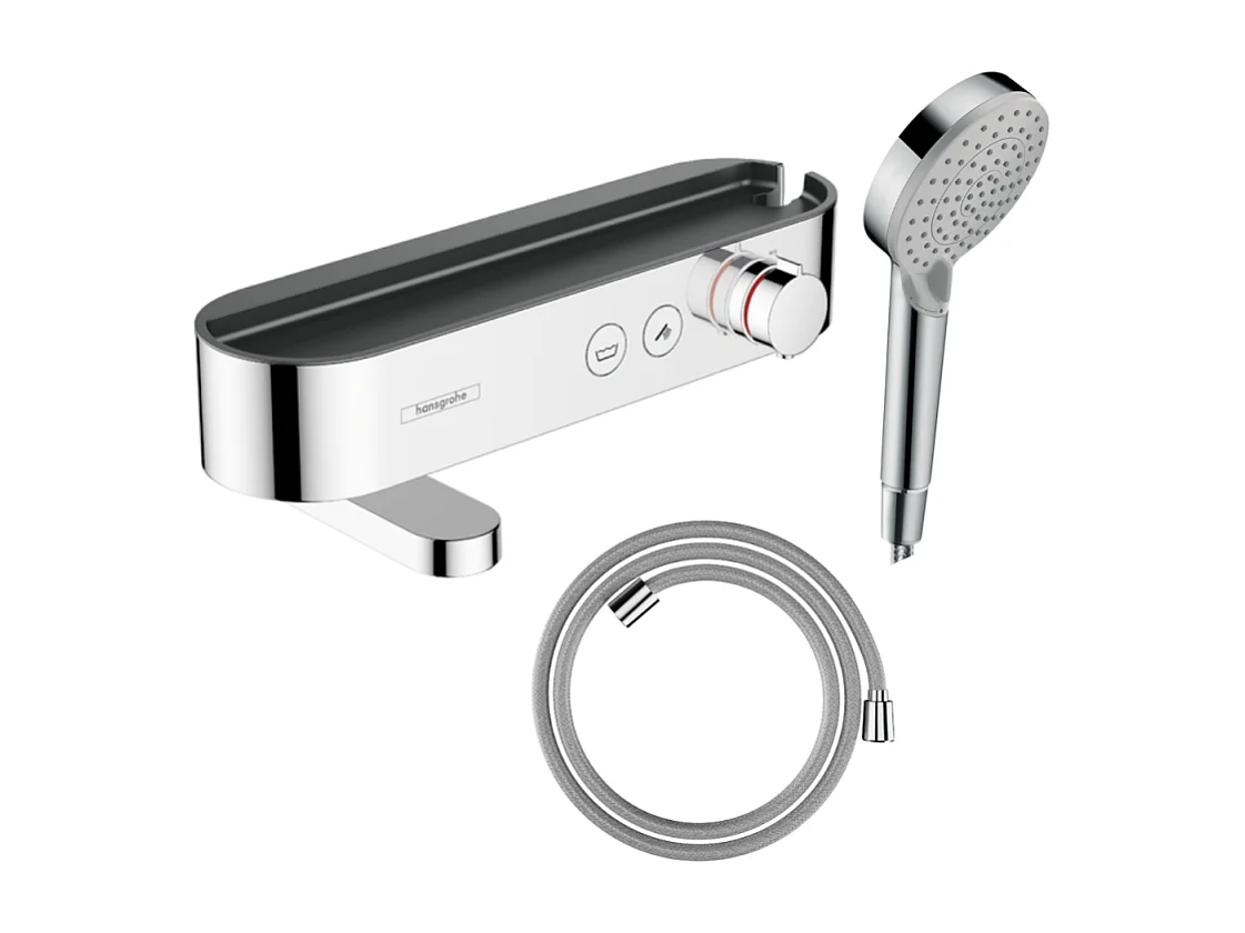 Pack mitigeur bain douche thermostatique HANSGROHE ShowerTablet Select + Flexible Designflex + Pommeau de douche Vernis Blend Chromé