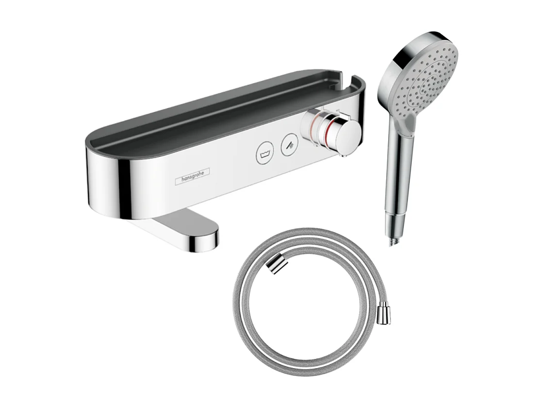 Pack mitigeur bain douche thermostatique HANSGROHE ShowerTablet Select + Flexible Designflex + Pommeau douche Vernis Blend Chromé