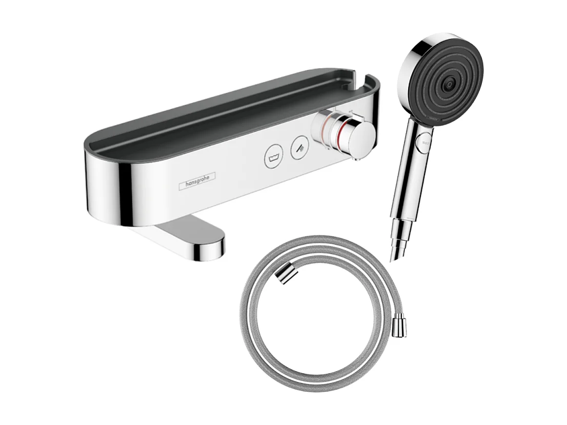 Pack mitigeur bain douche thermostatique HANSGROHE ShowerTablet Select + Flexible Designflex + Pommeau de douche Pulsify Select 3 jets Chromé