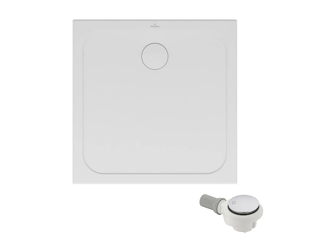 Receveur de douche antidérapant 80 x 80 VILLEROY ET BOCH Lifetime Plus céramique blanc + Bonde chromé