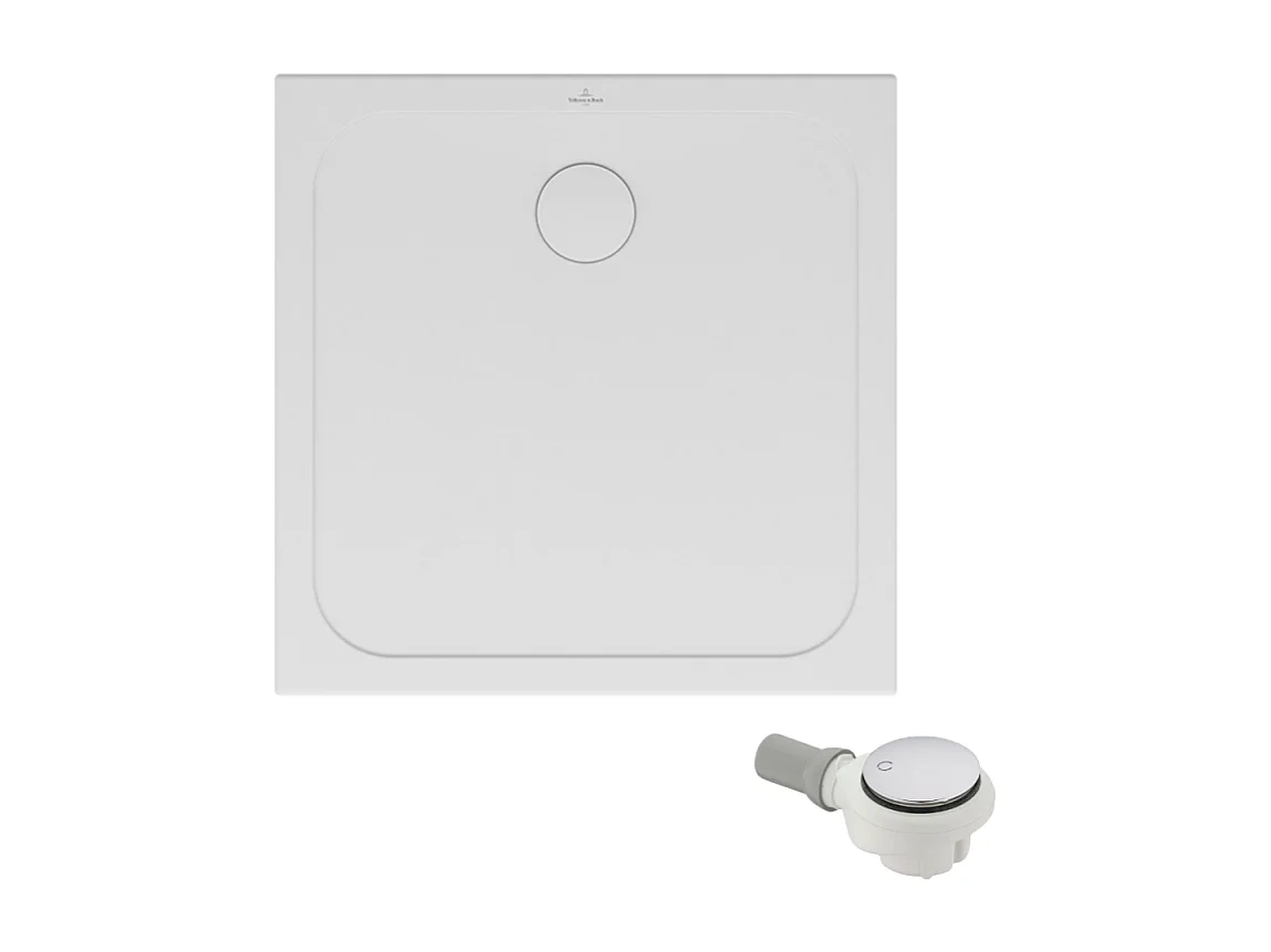 Receveur de douche antidérapant 80 x 80 VILLEROY ET BOCH Lifetime Plus céramique blanc + Bonde chromé