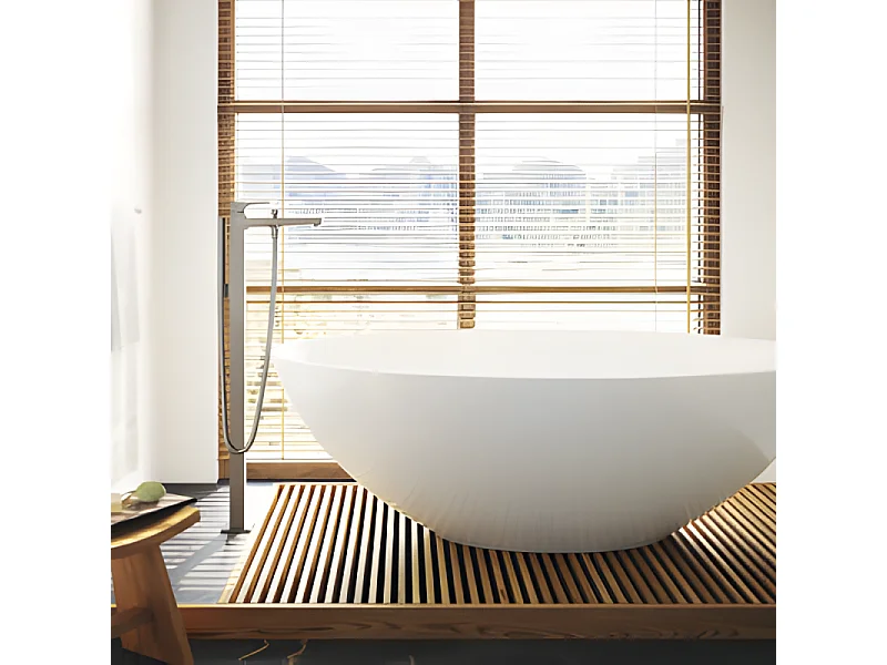 Mitigeur baignoire îlot HANSGROHE Metropol Noir chromé brossé + corps encastré