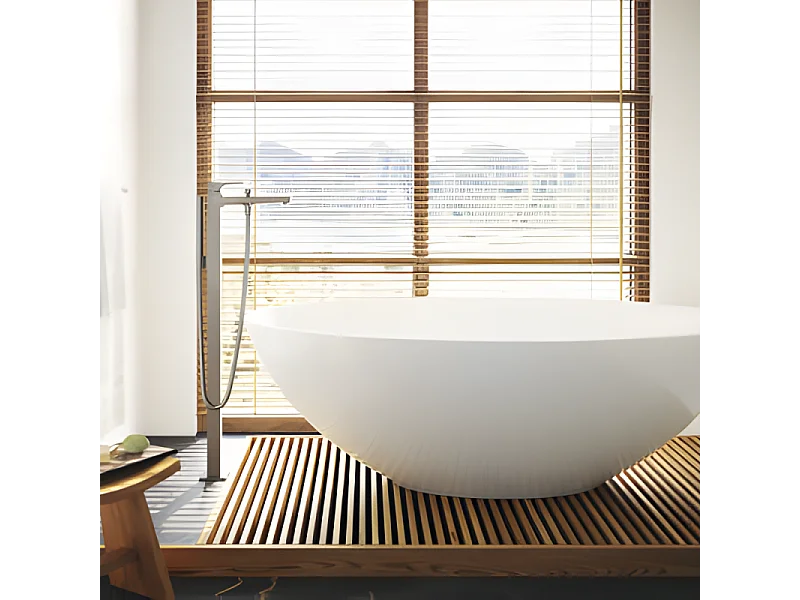 Mitigeur baignoire îlot HANSGROHE Metropol Noir chromé brossé + corps encastré