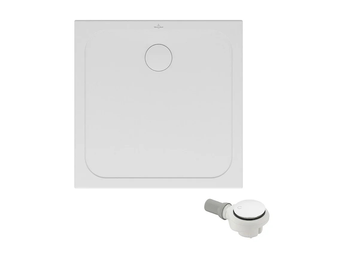 Receveur de douche antidérapant 80 x 80 VILLEROY ET BOCH Lifetime Plus Cerasoft céramique blanc + Bonde blanc