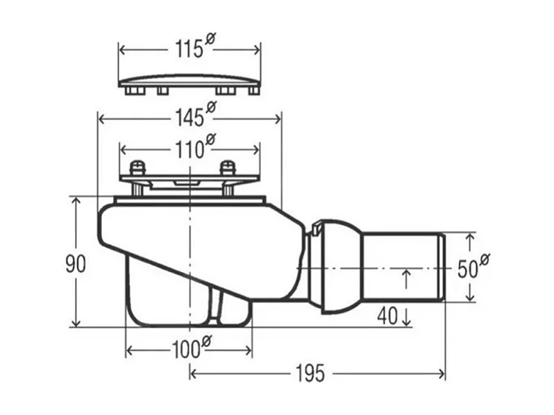 Receveur de douche antidérapant 80 x 80 VILLEROY ET BOCH Lifetime Plus Cerasoft céramique blanc + Bonde blanc