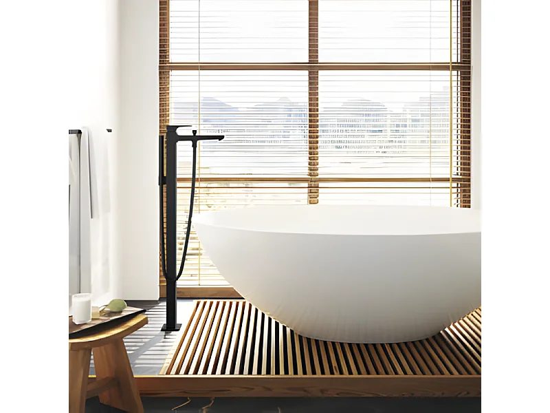 Mitigeur baignoire îlot HANSGROHE Metropol Noir mat + corps encastré