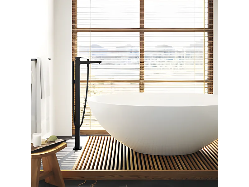 Mitigeur baignoire îlot HANSGROHE Metropol Noir mat + corps encastré