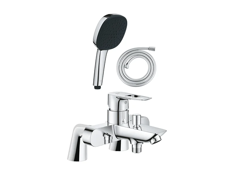 Pack mitigeur bain douche mécanique GROHE Start Loop + douchette carré  2 jets + flexible