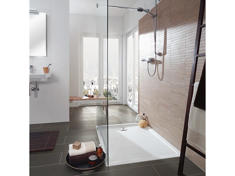 Receveur de douche antidérapant 140 x 90 VILLEROY ET BOCH Lifetime Plus céramique blanc + Bonde blanc