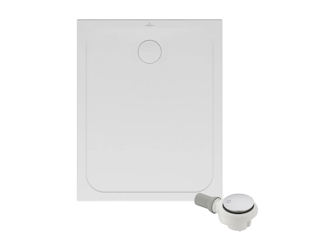 Receveur de douche antidérapant 100 x 80 VILLEROY ET BOCH Lifetime Plus Cerasoft céramique blanc + Bonde chromé