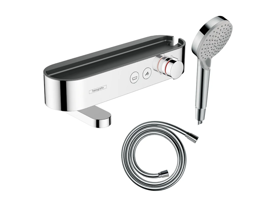 Pack mitigeur bain douche thermostatique HANSGROHE ShowerTablet Select + Flexible Isiflex + Pommeau de douche Vernis Blend Chromé