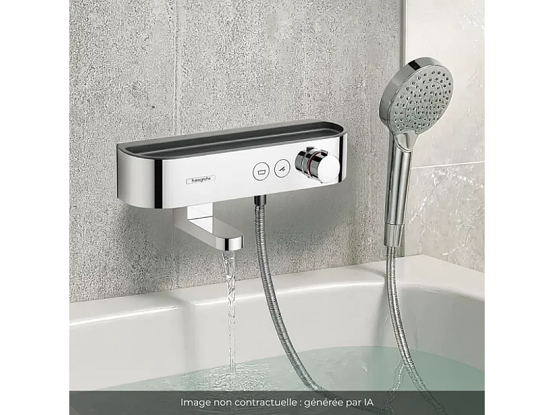 Pack mitigeur bain douche thermostatique HANSGROHE ShowerTablet Select + Flexible Isiflex + Pommeau de douche Vernis Blend Chromé