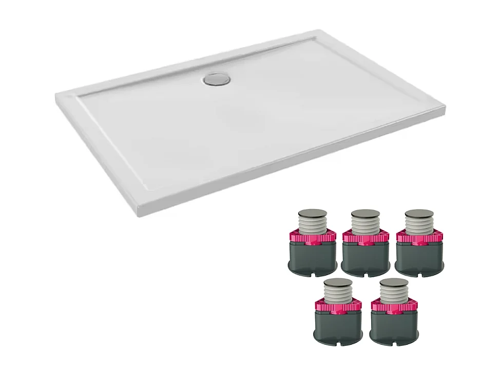 Receveur de douche 120 x 80 JACOB DELAFON Gaspard extra-plat céramique + Kit de réhausse (5 pieds)
