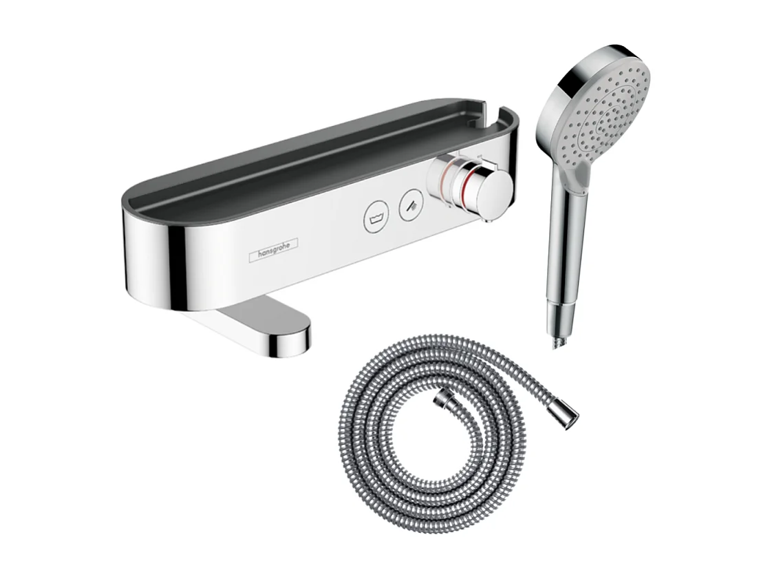 Pack mitigeur bain douche thermostatique HANSGROHE ShowerTablet Select + Flexible Metaflex + Pommeau de douche Vernis Blend Chromé