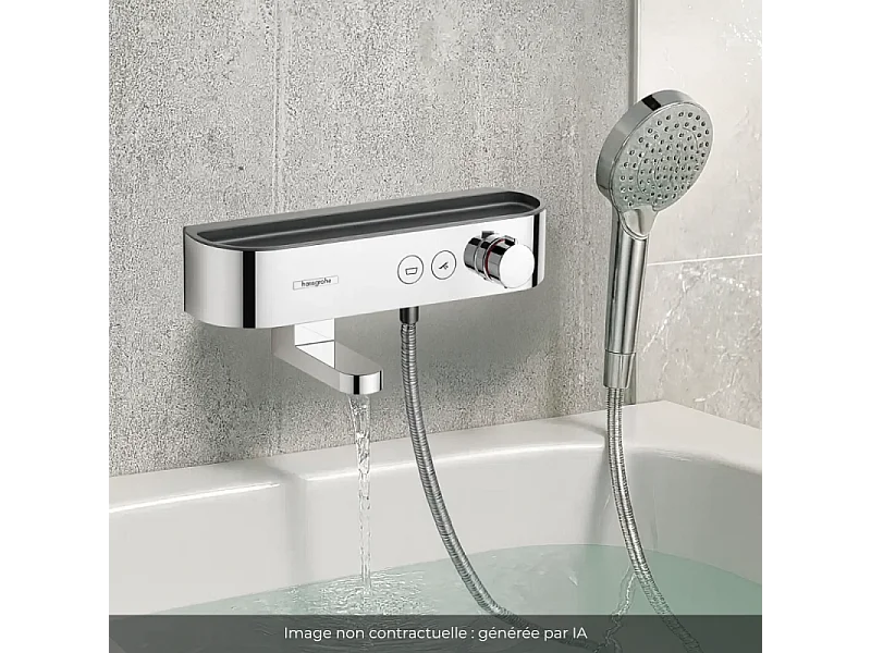 Pack mitigeur bain douche thermostatique HANSGROHE ShowerTablet Select + Flexible Metaflex + Pommeau de douche Vernis Blend Chromé