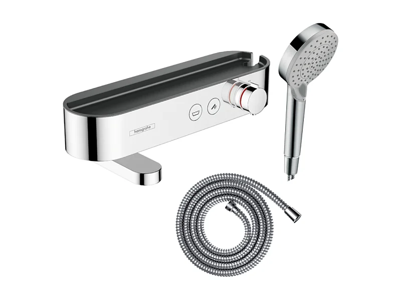 Pack mitigeur bain douche thermostatique HANSGROHE ShowerTablet Select + Flexible Metaflex + Pommeau de douche Vernis Blend Chromé