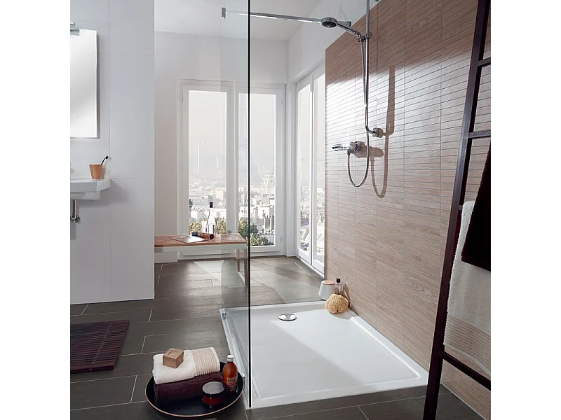 Receveur de douche antidérapant 120 x 90 VILLEROY ET BOCH Lifetime Plus Cerasoft céramique blanc + Bonde blanc
