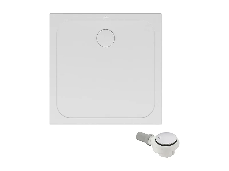 Receveur de douche antidérapant 100 x 100 VILLEROY ET BOCH Lifetime Plus Cerasoft céramique blanc + Bonde chromé