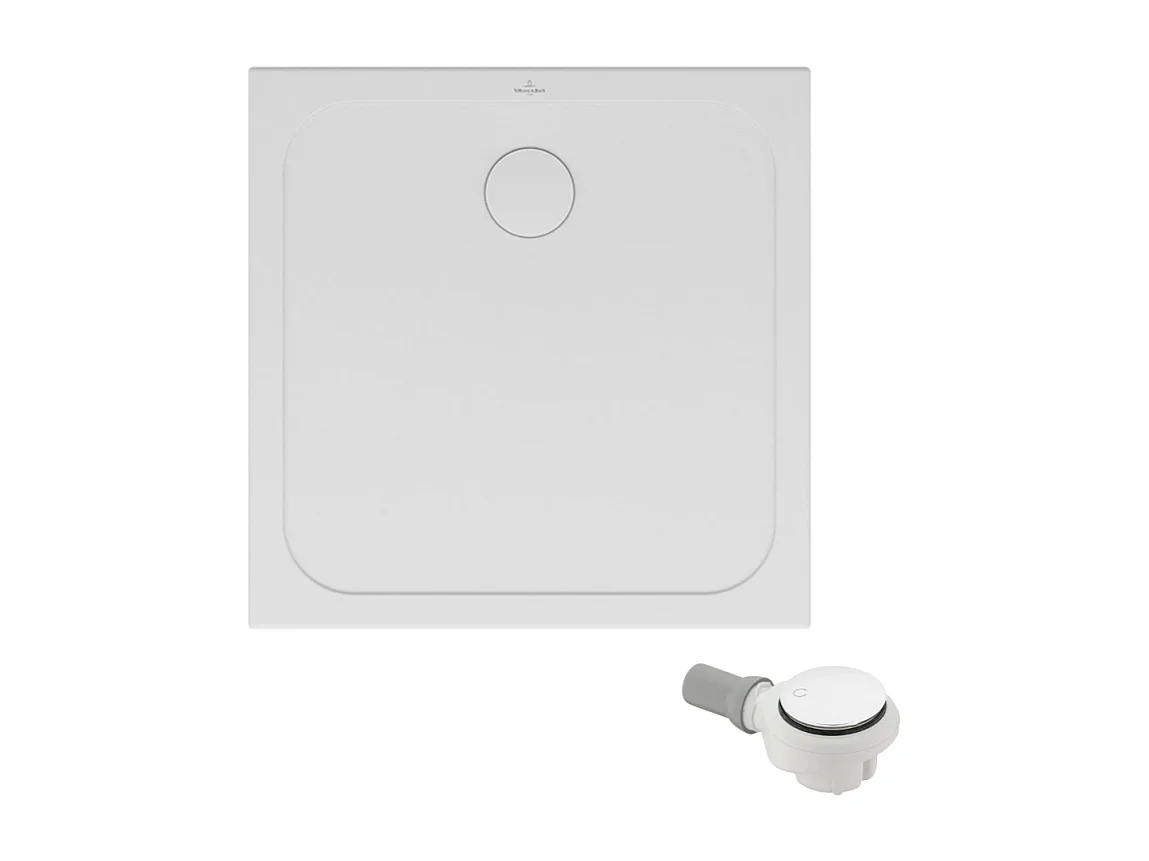 Receveur de douche antidérapant 100 x 100 VILLEROY ET BOCH Lifetime Plus céramique blanc + Bonde blanc