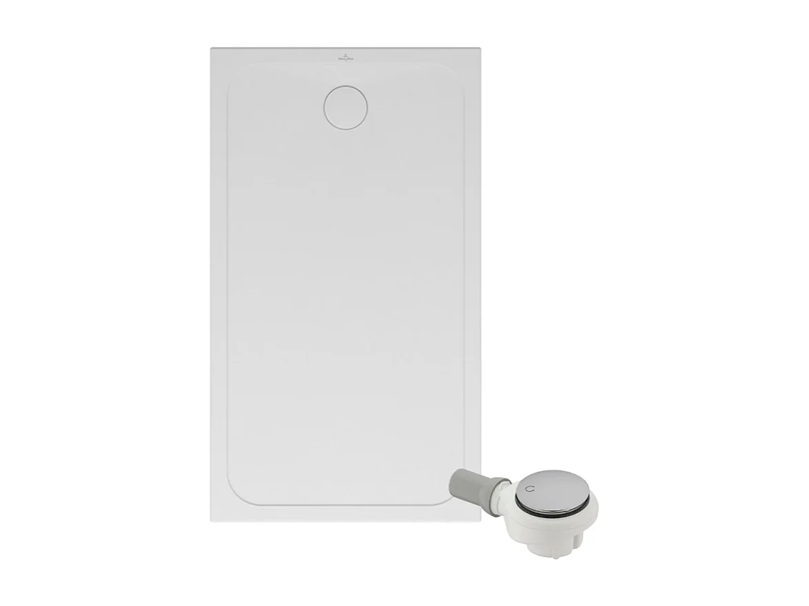 Receveur de douche antidérapant 140 x 90 VILLEROY ET BOCH Lifetime Plus céramique blanc + Bonde chromé brossé
