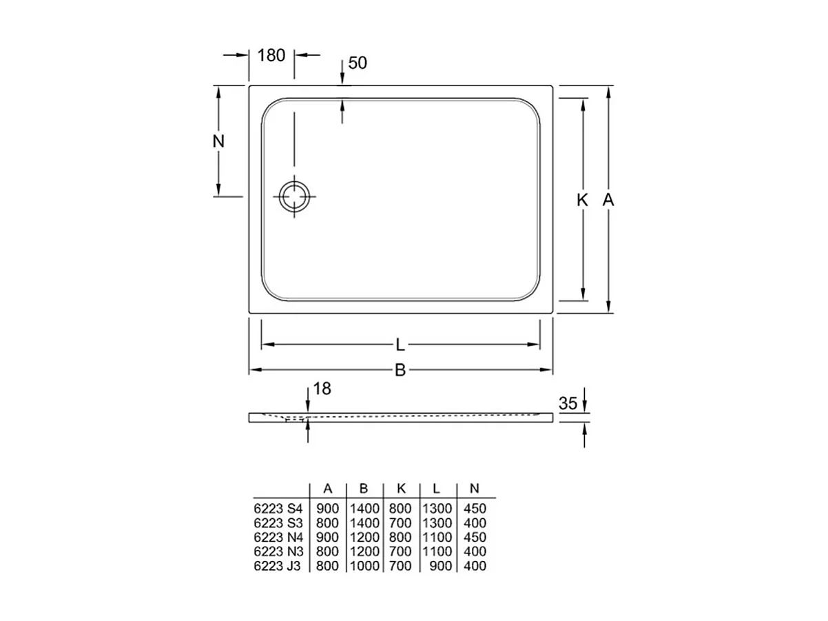 Receveur de douche antidérapant 120 x 80 VILLEROY ET BOCH Lifetime Plus céramique blanc + Bonde chromé
