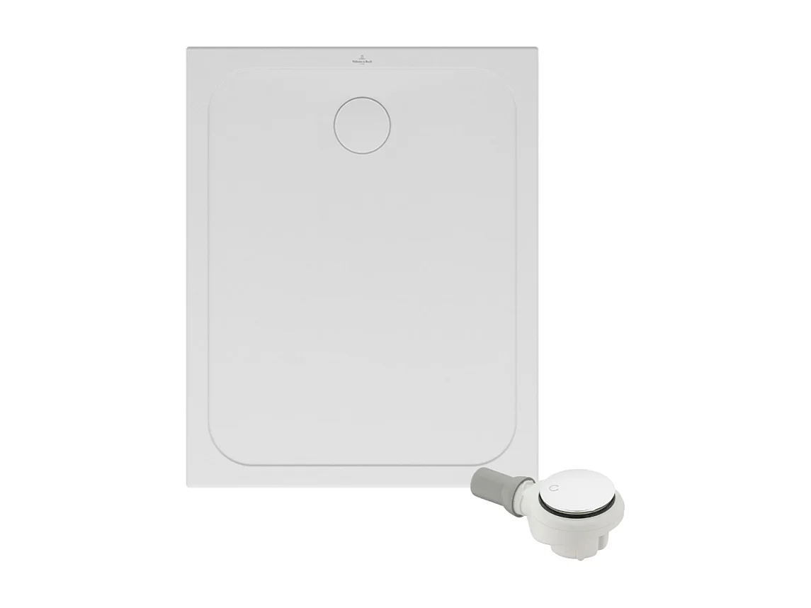 Receveur de douche antidérapant 100 x 80 VILLEROY ET BOCH Lifetime Plus Cerasoft céramique blanc + Bonde blanc